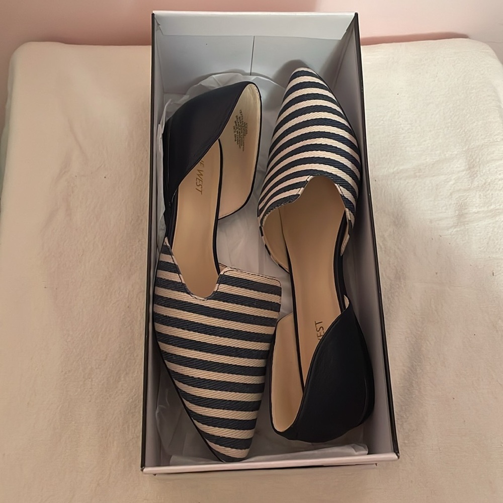 Nine West Women's Striped Flats - Navy and White - Picture 5 of 6